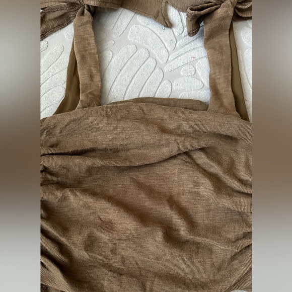 NWOT Free People Boulevard Ruched Tie Strap Tank Top in Oregano - Picture 8 of 9